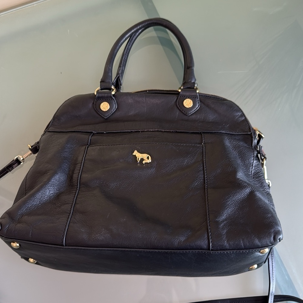Emma Fox Bags Emma Fox Black Leather Satchel with Crossbody Strap Slouchy Bag - Picture 4 of 8